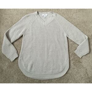 Magaschoni v-neck tunic sweater Women’s size Small S Gray Knit Pullover Women